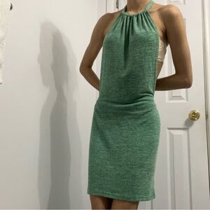 SHEIN Green Ruched Halter Sheath Dress